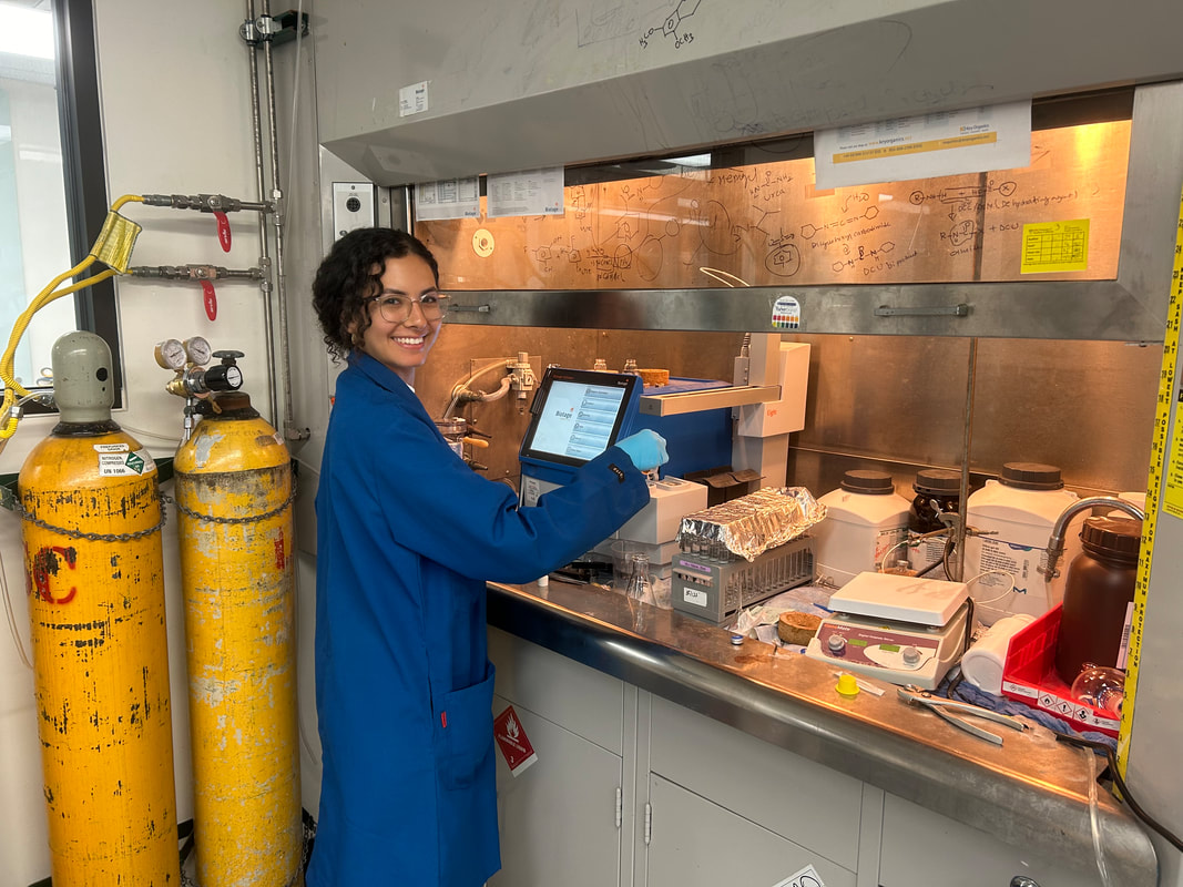Lab member working at the bench