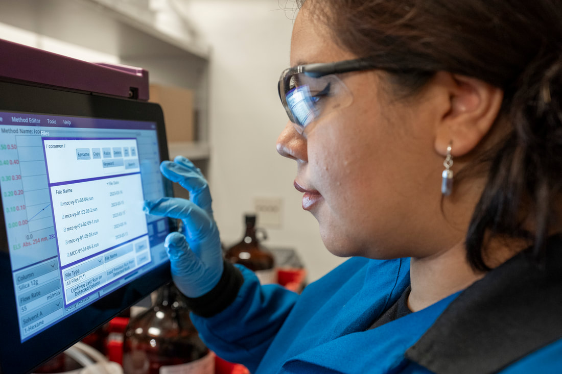 Lab member working at the bench